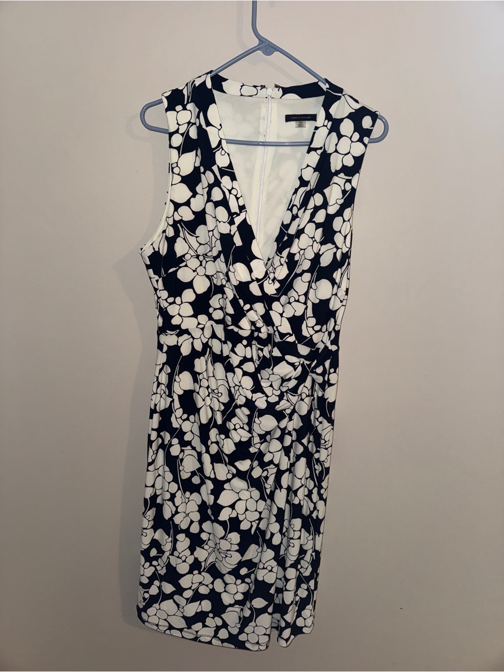 Tommy Hilfiger Black & White Floral Wrap Sheath Dress